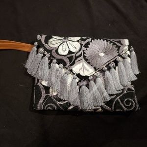 Embroidered artisan clutch with Tassels NEW!